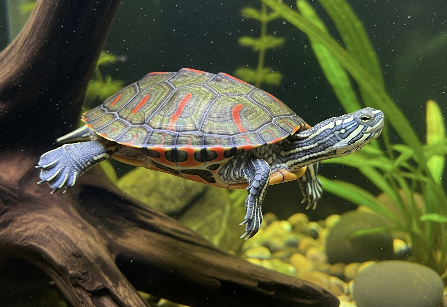 دليل تربية السلحفاة المزخرفة: كيفية العناية، تجهيز الحوض، ونظام الغذاء المثالي