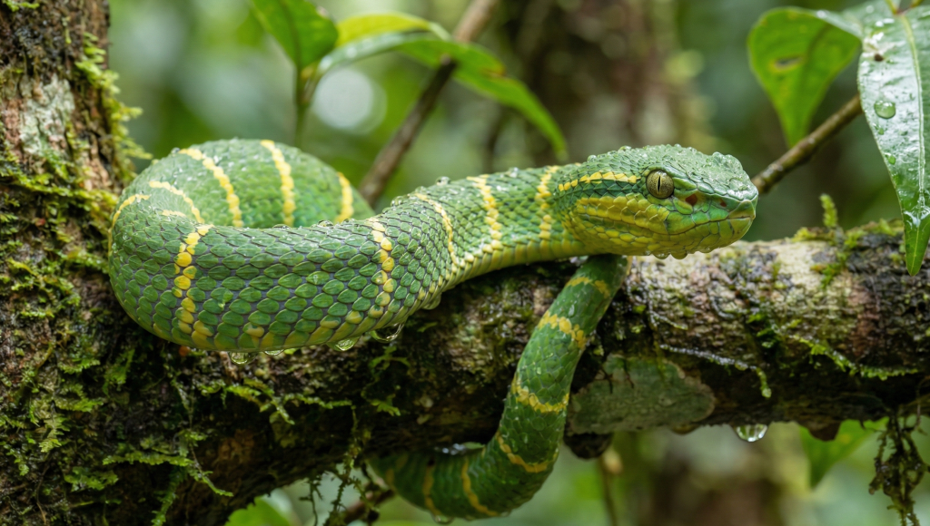 Wagler's Pit Viper (or Temple Viper, Tropidolaemus wagleri) borneo