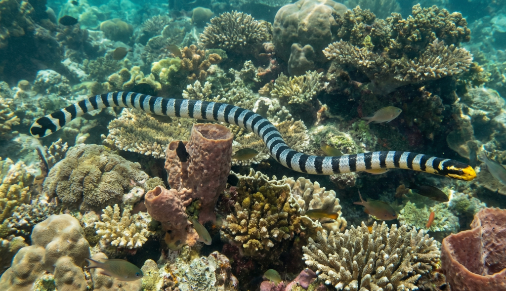 Yellow-lipped sea krait (Laticauda colubrina)