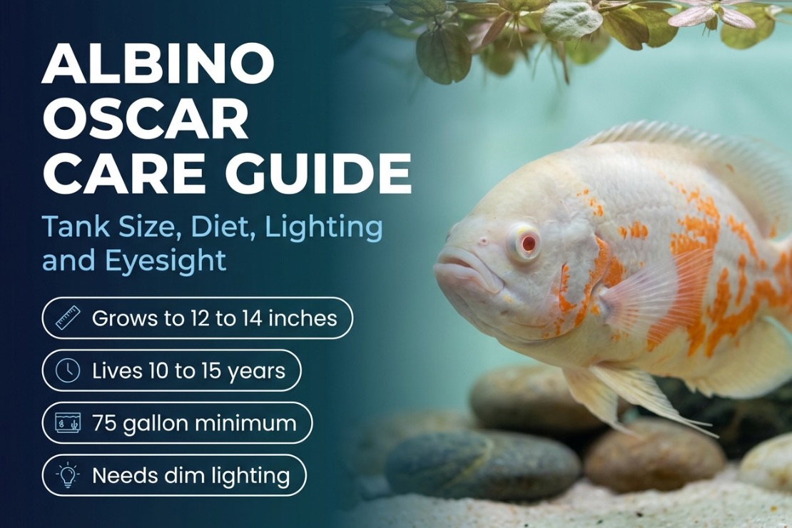 Albino Oscar Fish Guide: Tank Size, Diet, Lighting & Eyesight