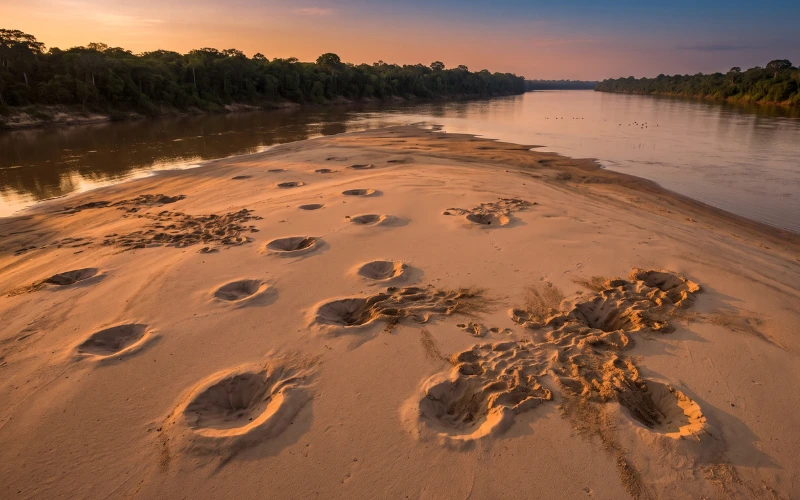 Six-Tubercled Amazon River Turtle nesting
